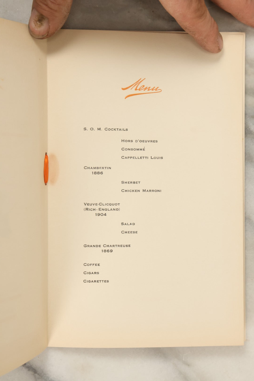 Lot 017 - Antique Hand Painted Halloween Dinner Menu From The S.O.M. Club, October 27, 1915, With Black Cat, Owl, For Father O'Connell