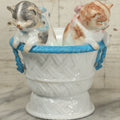 Lot 020 - Antique Kittens In Basket Porcelain Dish Vase With Crossed Swords Hallmark