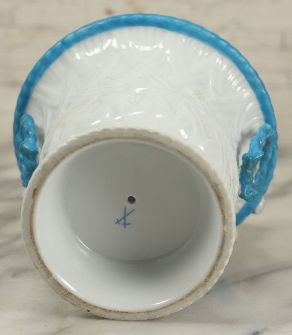 Lot 020 - Antique Kittens In Basket Porcelain Dish Vase With Crossed Swords Hallmark