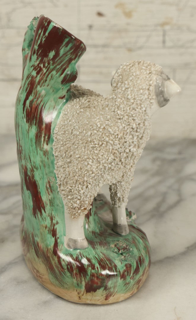 Lot 021 - Antique Staffordshire Ram Porcelain Spill Vase Bud Vase, 7-1/2" Height