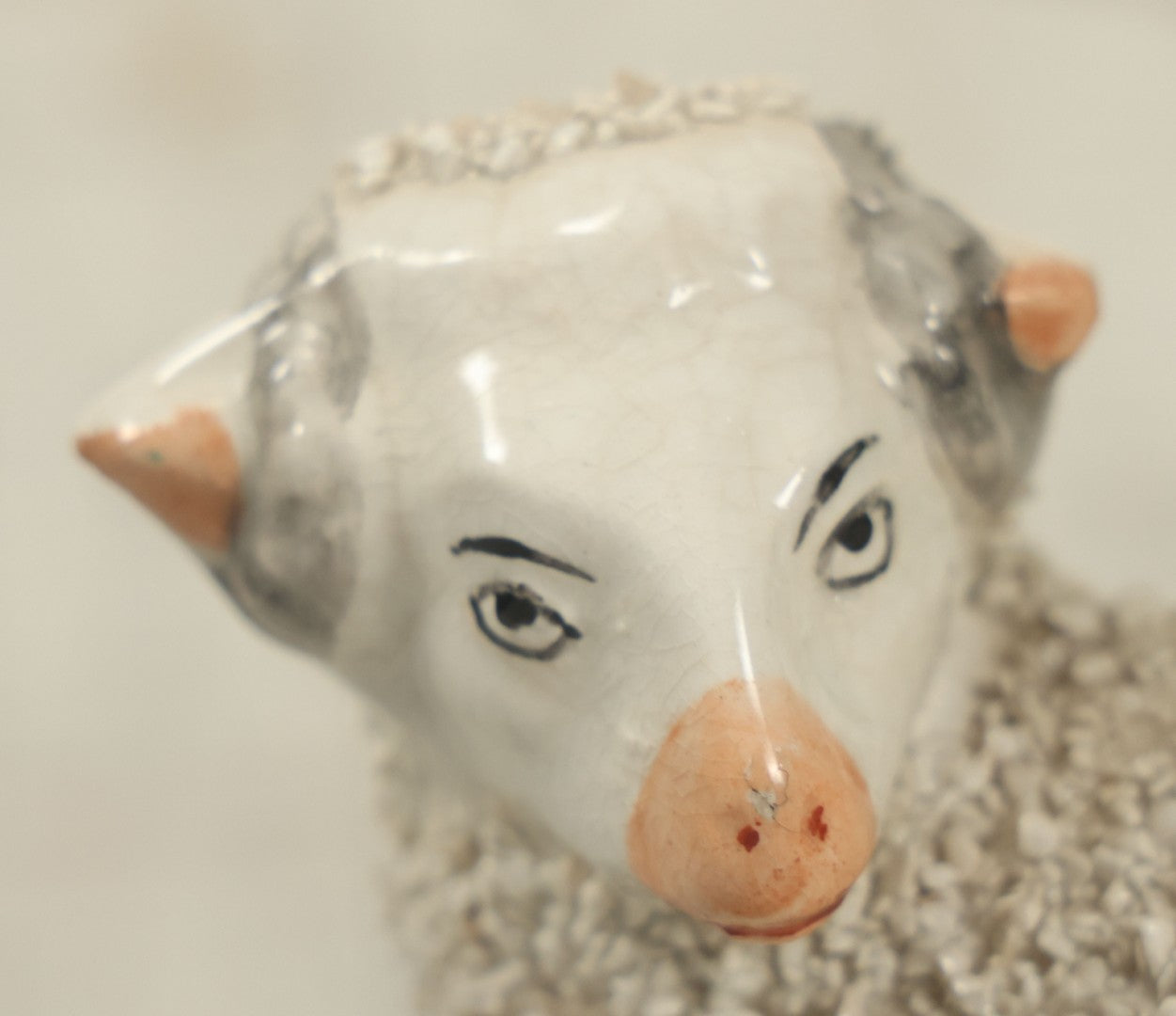 Lot 021 - Antique Staffordshire Ram Porcelain Spill Vase Bud Vase, 7-1/2" Height