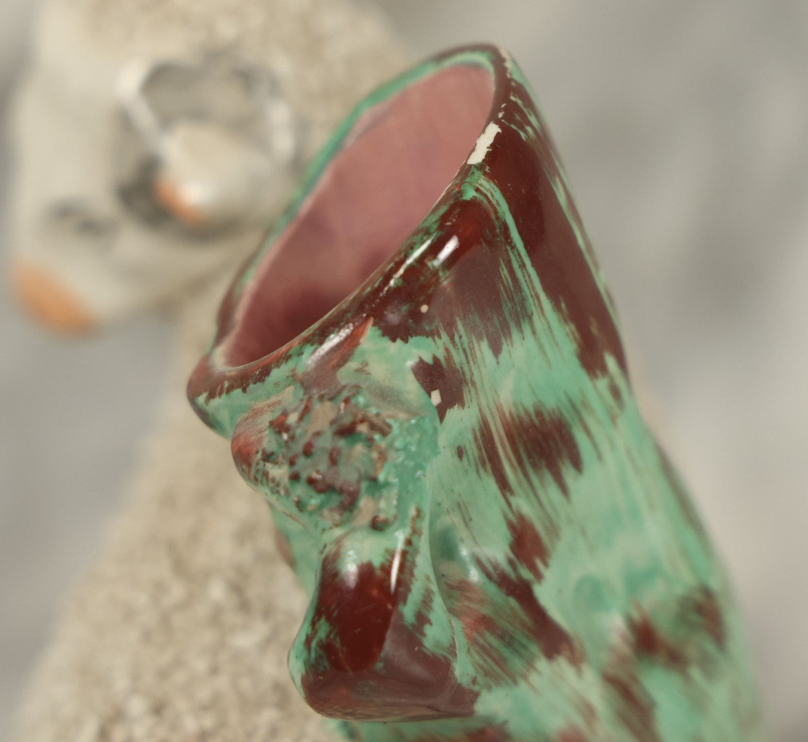 Lot 021 - Antique Staffordshire Ram Porcelain Spill Vase Bud Vase, 7-1/2" Height