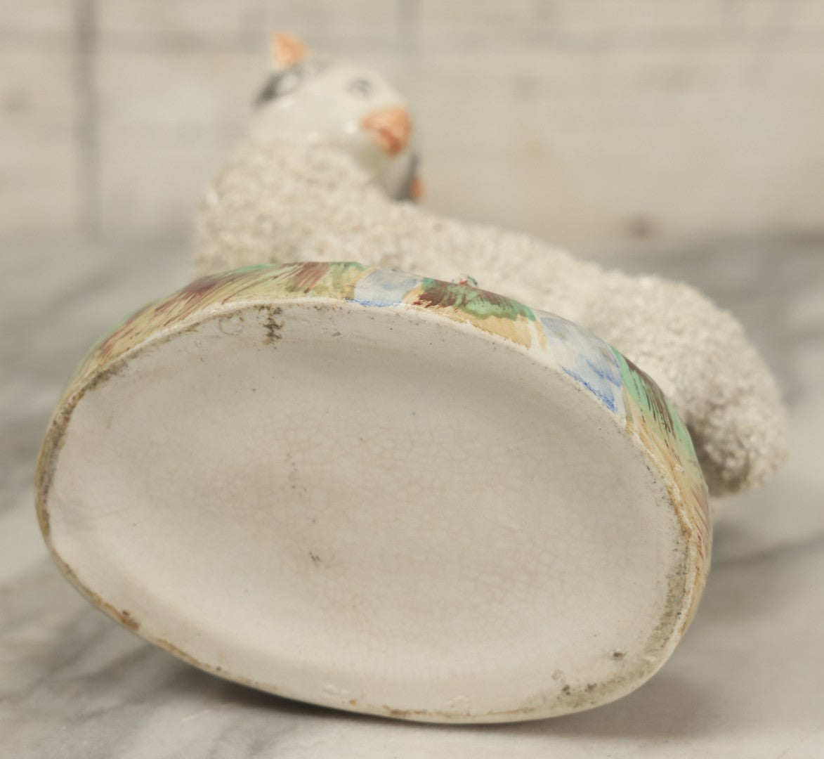 Lot 021 - Antique Staffordshire Ram Porcelain Spill Vase Bud Vase, 7-1/2" Height