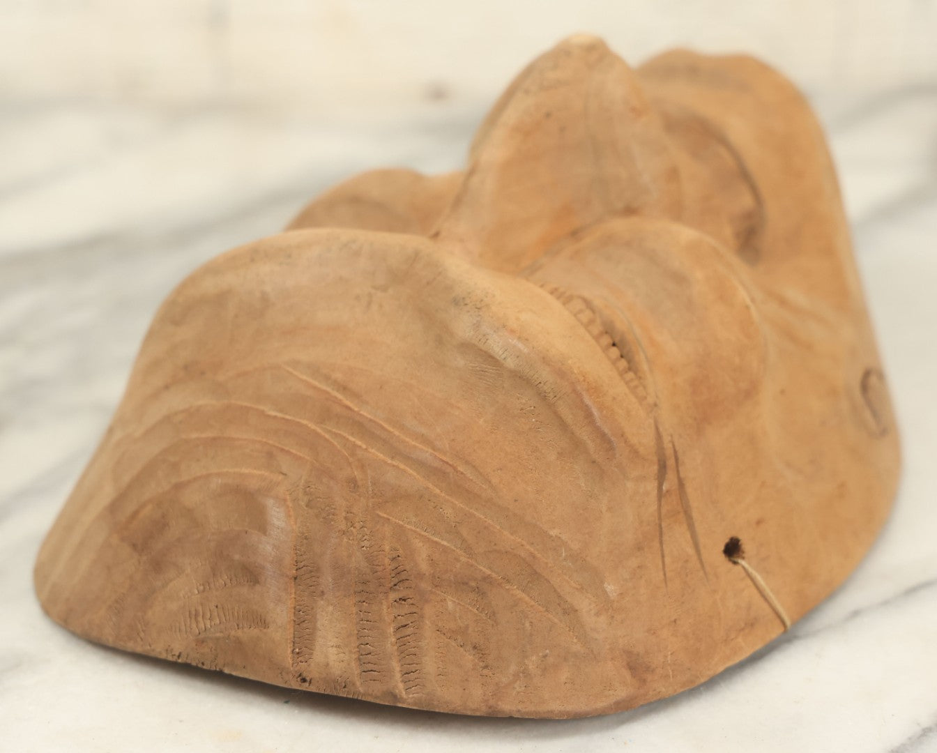 Lot 024 - Vintage Folk Art Hand Carved Mask With Sinister Grin, Toothy Smile, Approximately 9" x 7"