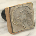 Lot 025 - Vintage Rubber Skull Stamp With Hand Pencil Drawn Skull On Top, Marked Lentz