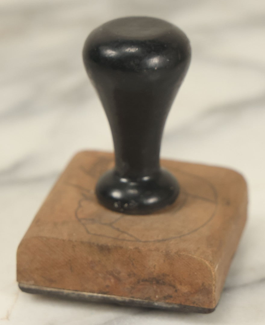 Lot 025 - Vintage Rubber Skull Stamp With Hand Pencil Drawn Skull On Top, Marked Lentz