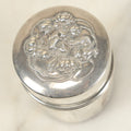 Lot 027 - Antique Art Nouveau Sterling Silver Powder Box With Woman Face Motif, Axe With Three x Hallmark, Attributed To Wm.B. Kerr & Co - Newark, NJ - Approx 1.55 Ounces Troy