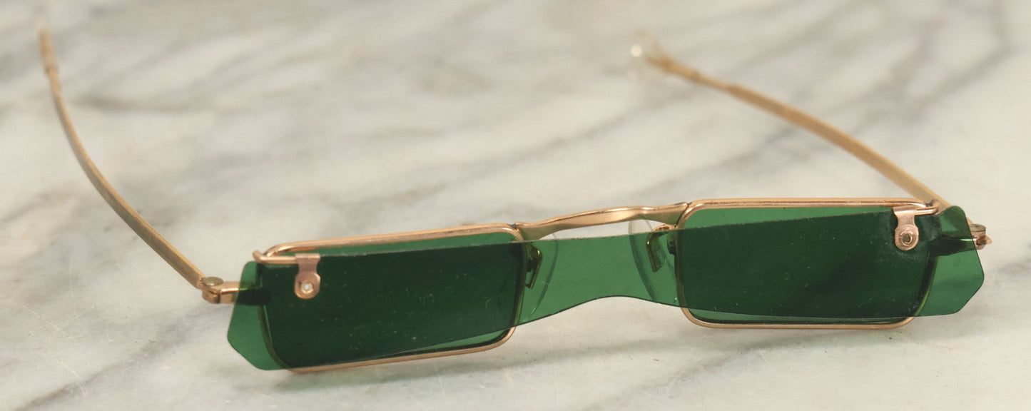 Lot 029 - Vintage Flip Up Green Tint Sunglasses, Circa 1960s