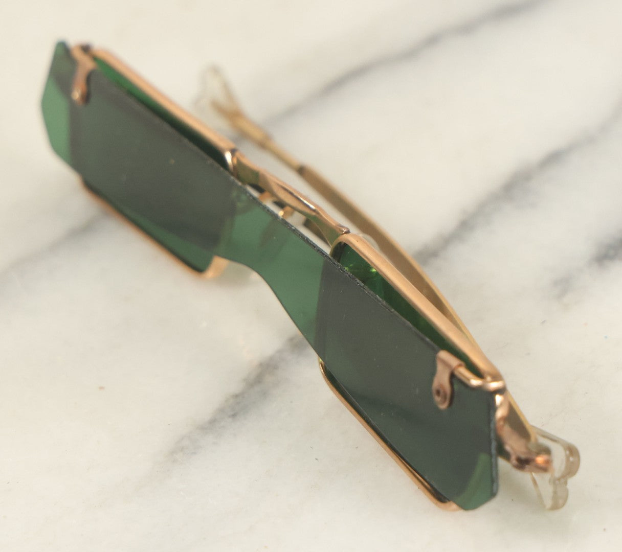 Lot 029 - Vintage Flip Up Green Tint Sunglasses, Circa 1960s