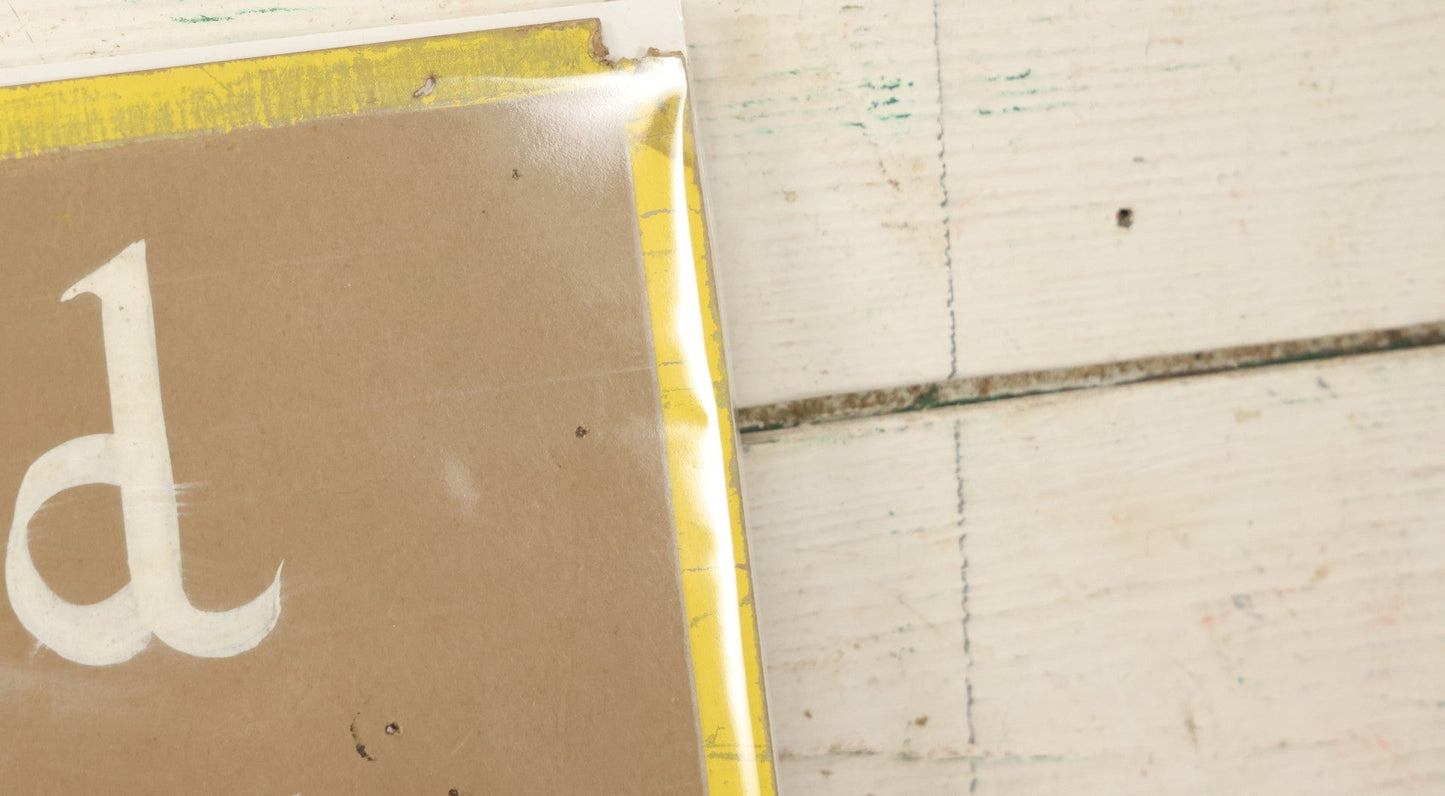 Lot 032 - Vintage Hand Painted Pool Hall Sign On Press Board, "Players Asked To Keep One Foot In Pool Parlor," Note Losses, Wear, Wrapped With Backing Board, 24-1/4" x 11-1/4"