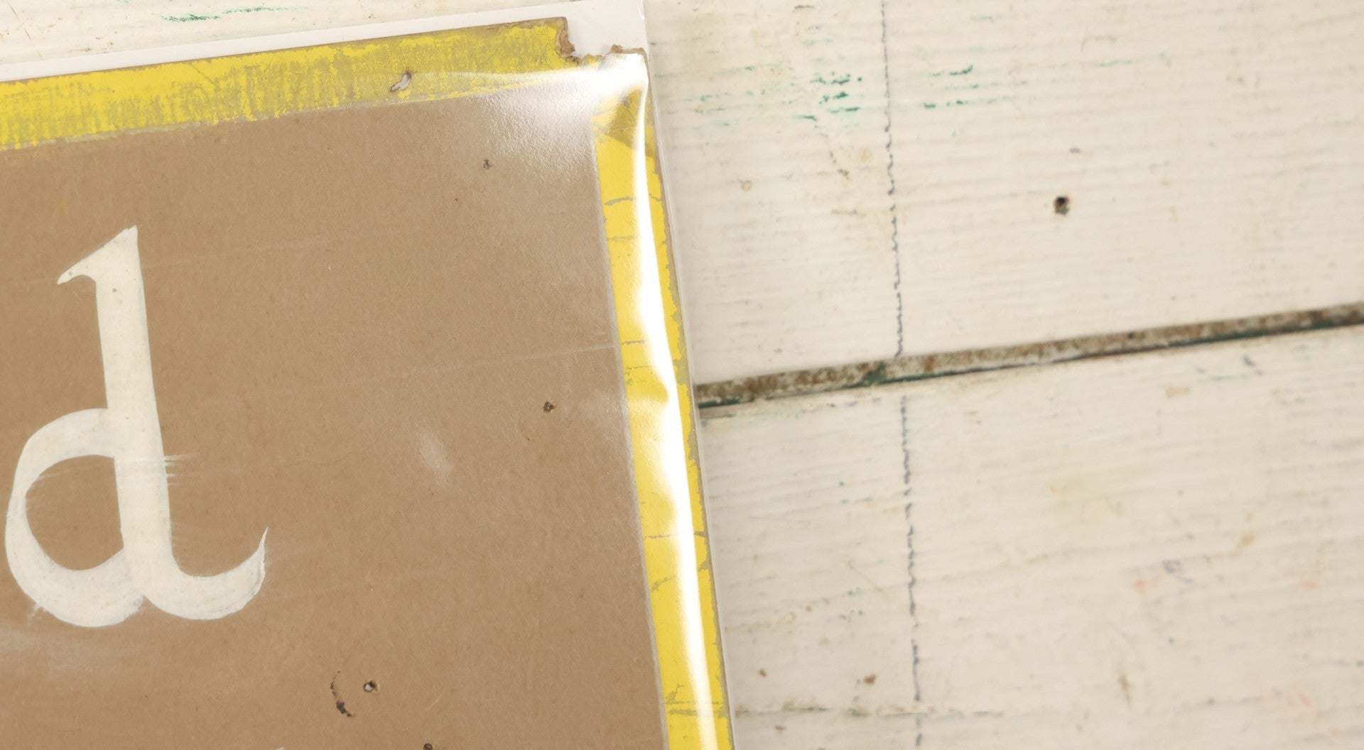 Lot 032 - Vintage Hand Painted Pool Hall Sign On Press Board, "Players Asked To Keep One Foot In Pool Parlor," Note Losses, Wear, Wrapped With Backing Board, 24-1/4" x 11-1/4"