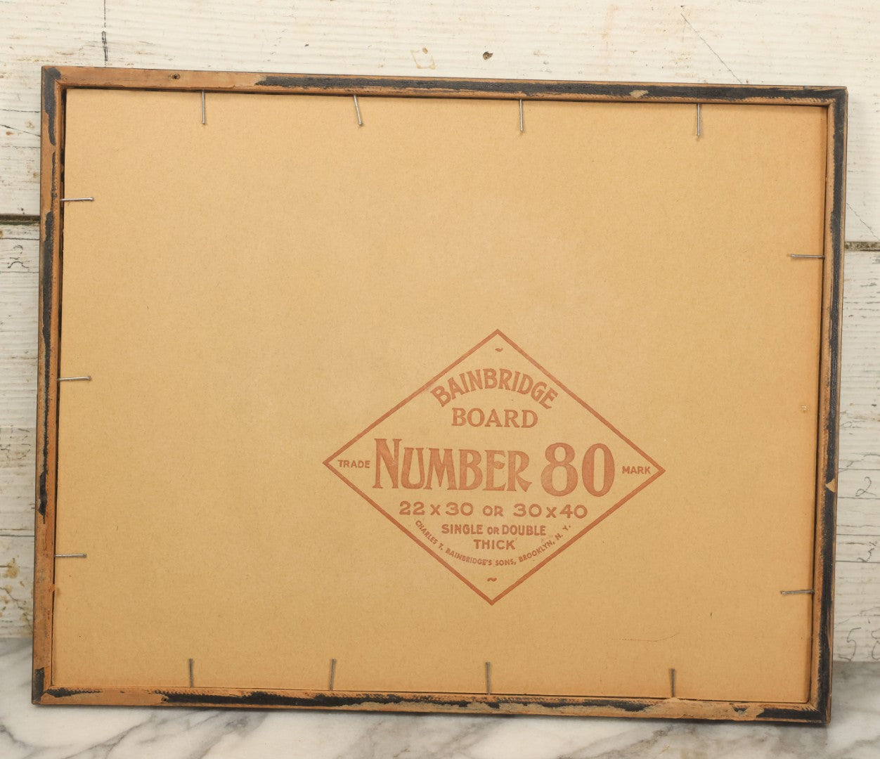 Lot 033 - Vintage Printed Pool Hall Sign On Press Board, "No Sitting On Tables, Use Bridge," Note Wear, In Frame, 14-7/8" x 11-3/8"