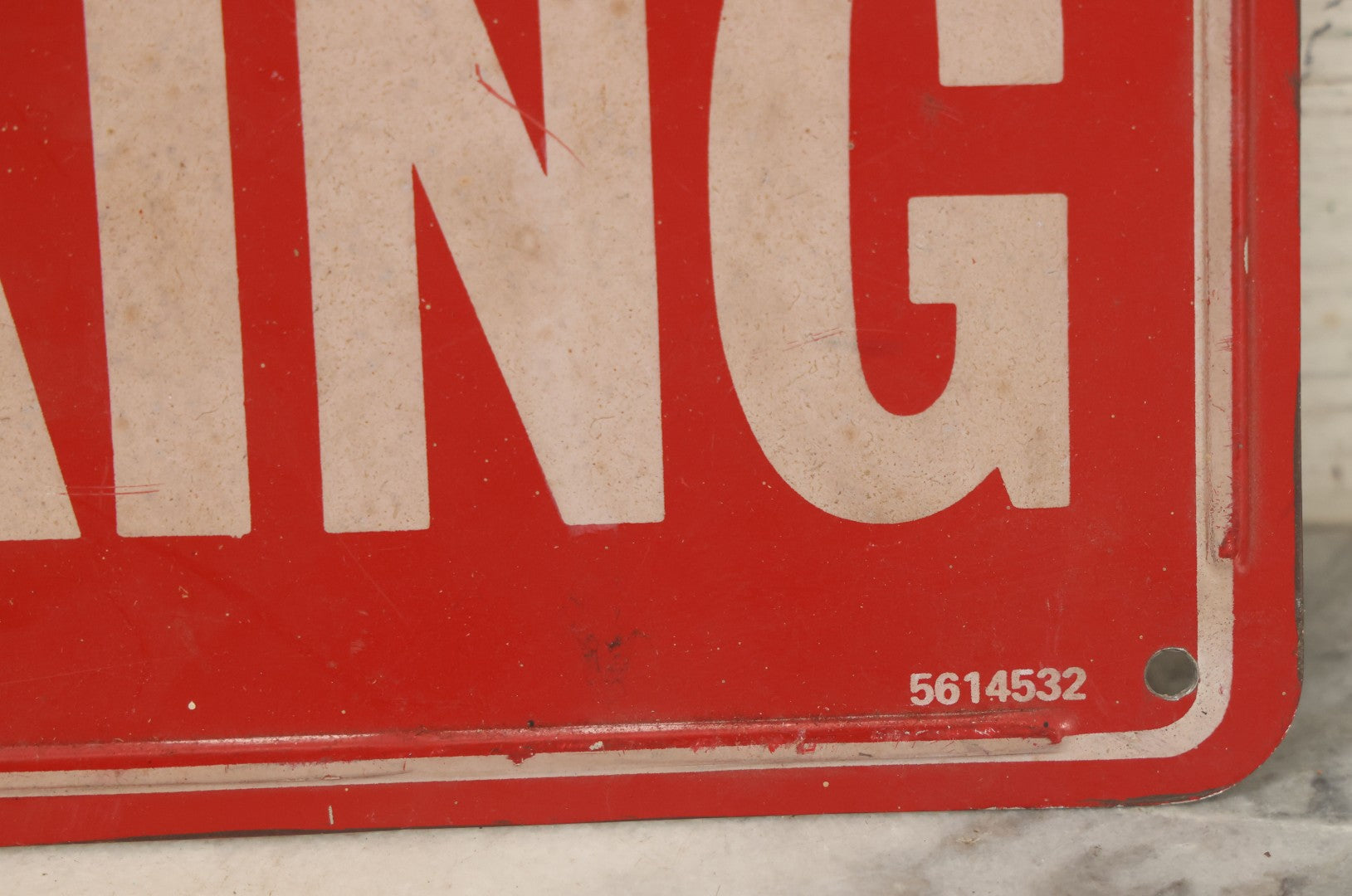 Lot 035 - Vintage Tin Tacker No Smoking Sign, Red, Marked 5614532, 7" x 10"