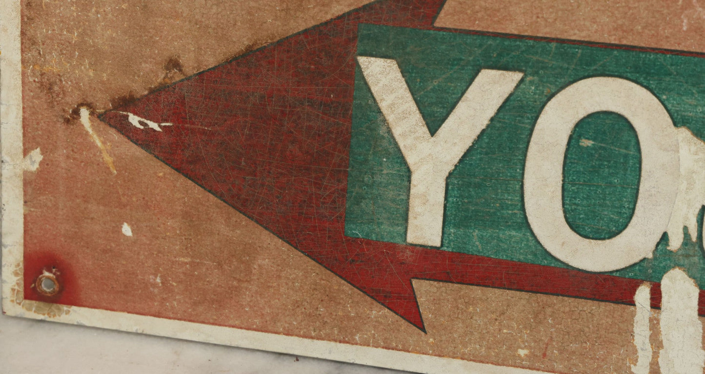 Lot 036 - Vintage Novelty Sign, "Savin' Your Life" With Arrow, 24" x 12"