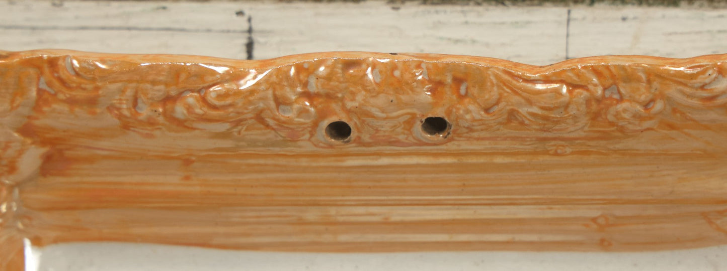 Lot 037 - Antique Lusterware Sunderland English Religious Decorative Wall Hanging Plate With Holes For Ribbon, "Prepare To Meet Thy God" (Amos 4:12)