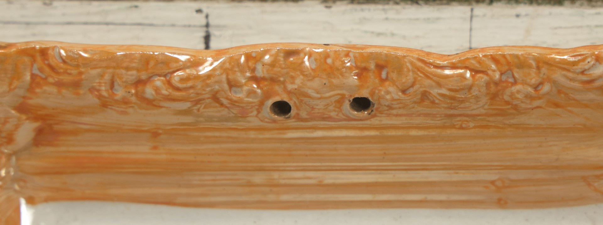 Lot 037 - Antique Lusterware Sunderland English Religious Decorative Wall Hanging Plate With Holes For Ribbon, "Prepare To Meet Thy God" (Amos 4:12)