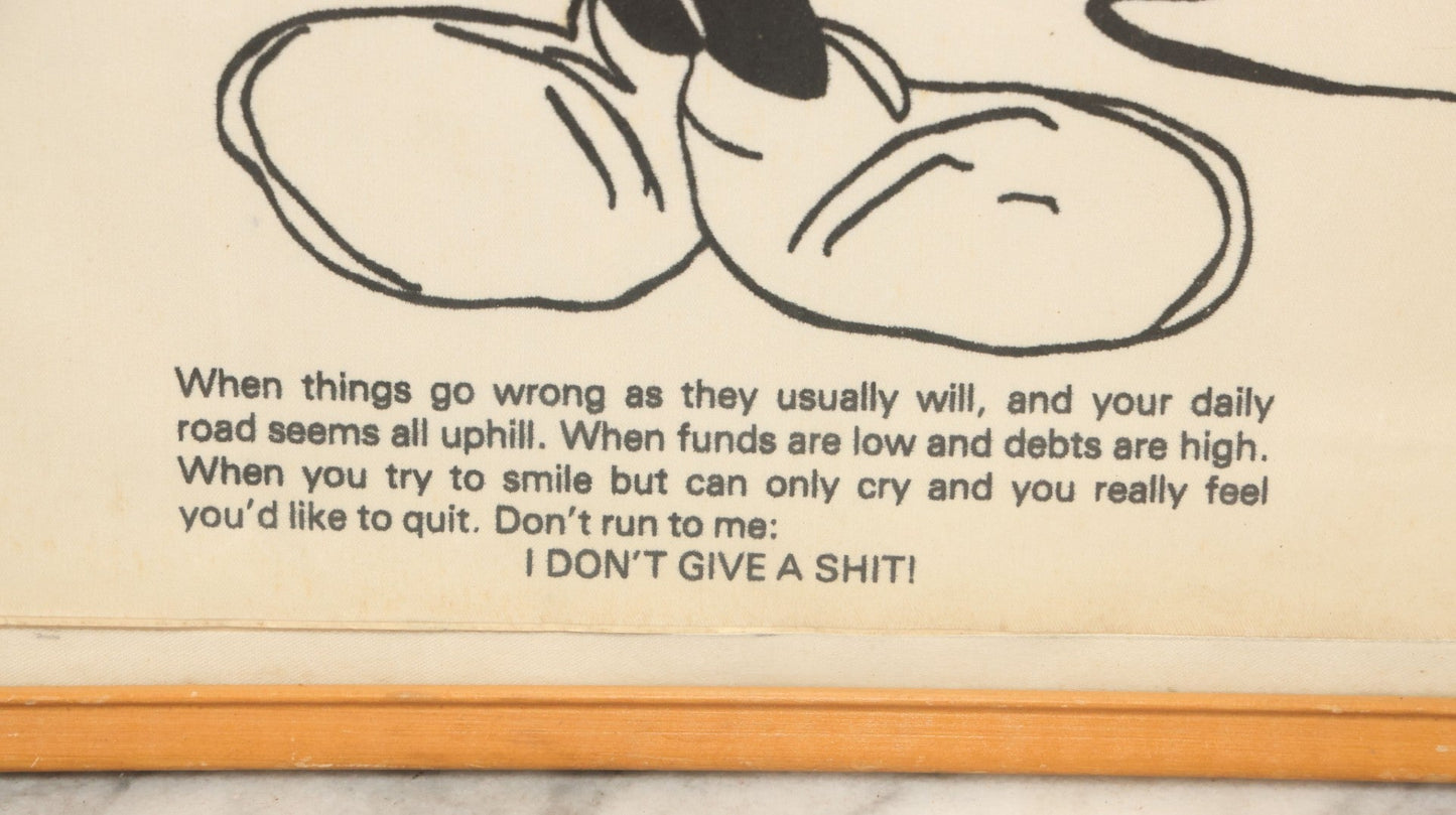 Lot 039 - Vintage Mickey Mouse "Flipping The Bird" Giving Middle Finger Printed Pop Art In Frame, "I Don'T Give A Shit," As Found, 11-34" x 14-7/8"