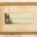 Lot 040 - Antique Watercolor Seascape Lakefront Harbor Scene With Trees On Water's Edge, Sailboats In Distance, In Frame, 14-3/8" x 9-1/2"
