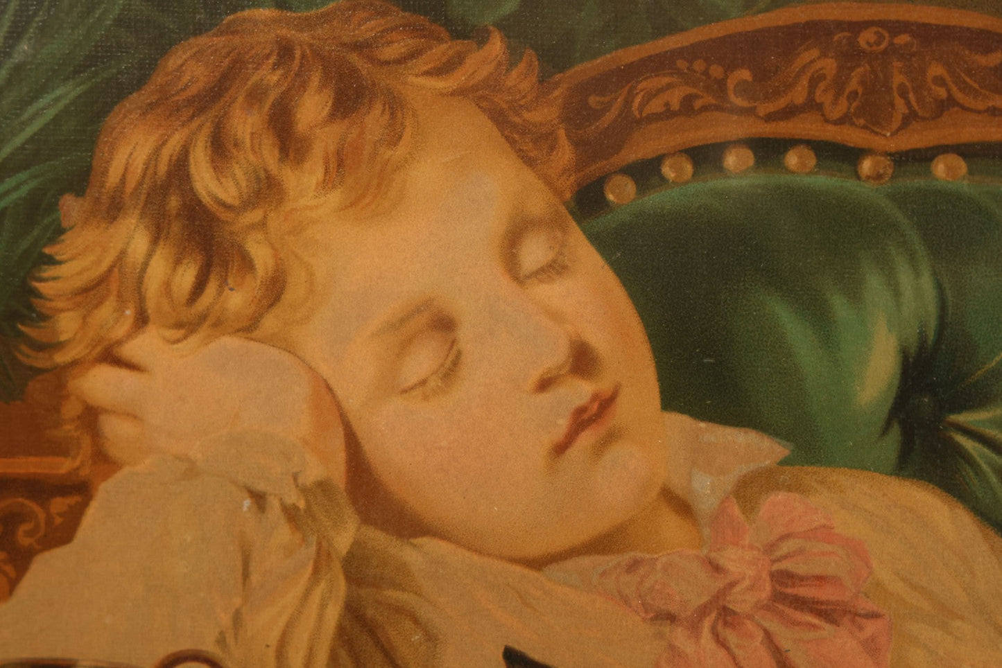 Lot 042 - Antique Chromolithograph Of Kitten Cat Eating Child's Dinner, Illustrated By S. Anderson, 1873, Presented To Subscribers To The Christian Union, Lithographed By Dupuy Of Paris, In Frame, 17-1/2" x 14-3/4"