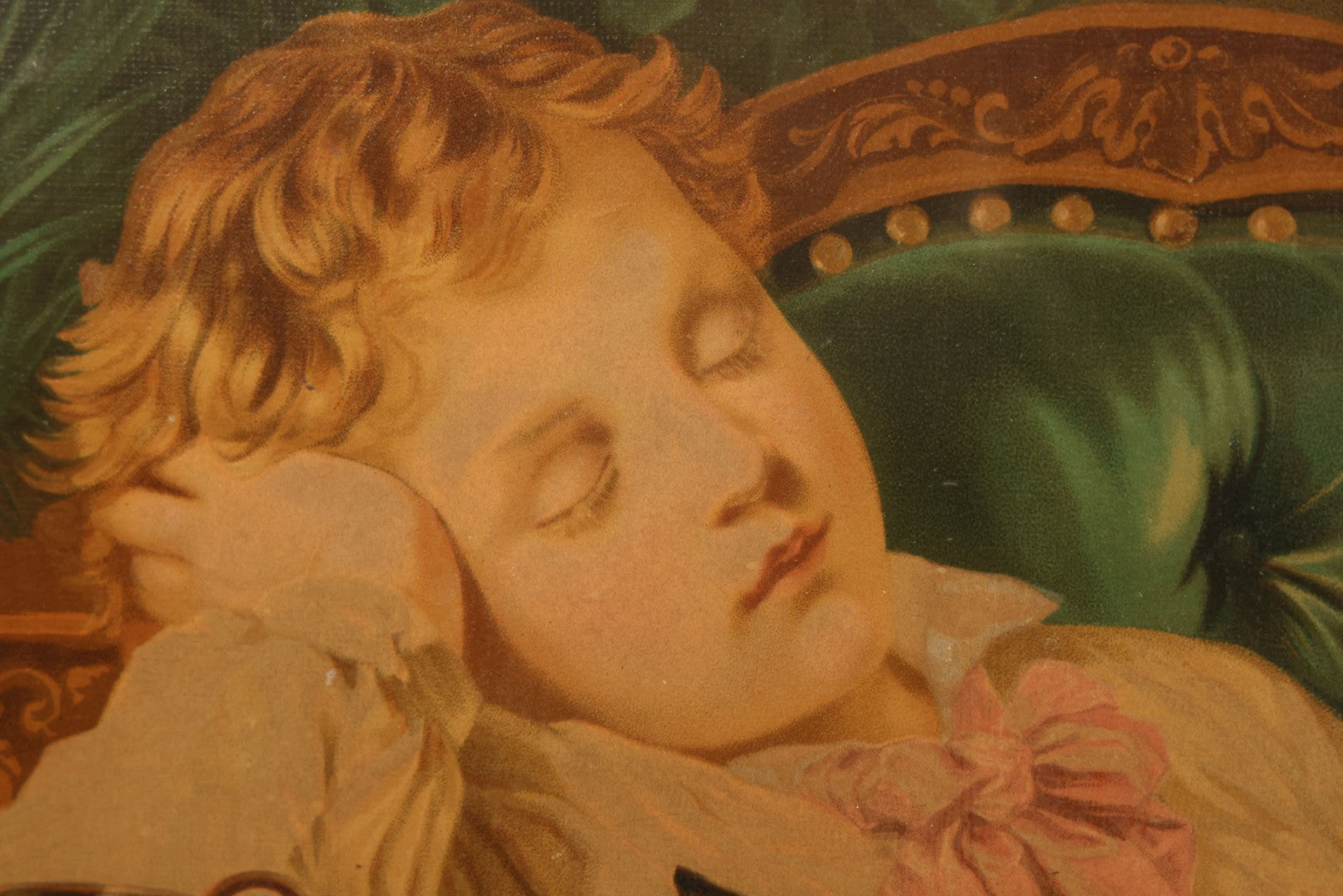 Lot 042 - Antique Chromolithograph Of Kitten Cat Eating Child's Dinner, Illustrated By S. Anderson, 1873, Presented To Subscribers To The Christian Union, Lithographed By Dupuy Of Paris, In Frame, 17-1/2" x 14-3/4"