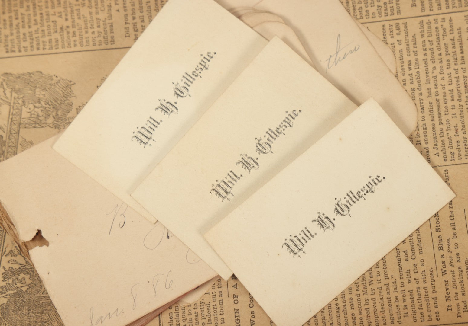 Lot 045 - Antique Lift Top Writing Lap Desk With Interior Compartments, Purple Felt, Decorated, With Key, Belonged To David H.M. Gillespie, With Calling Cards Inside From Will H. Gillespie, As Found