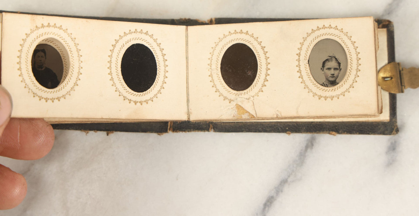 Lot 051 - Antique Gem Tintype Album With 46 Tintype Photographs Of Men, Women, And Children, Including Two "Not-So-Hidden" Mother Photographs