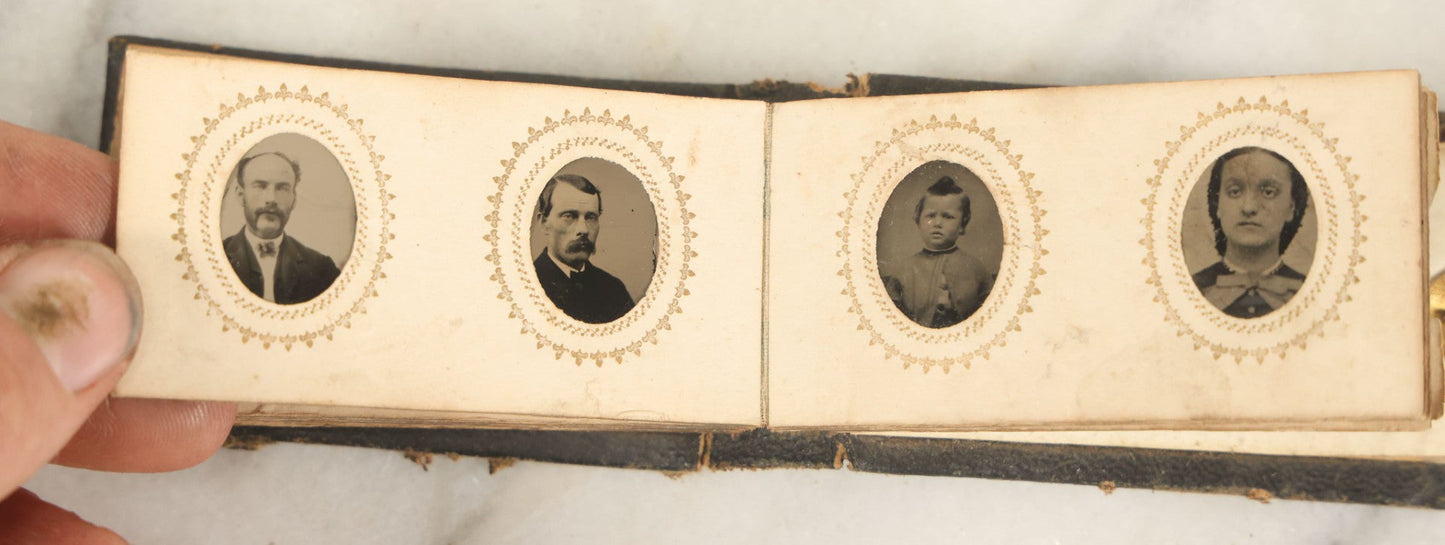 Lot 051 - Antique Gem Tintype Album With 46 Tintype Photographs Of Men, Women, And Children, Including Two "Not-So-Hidden" Mother Photographs