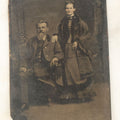 Lot 054 - Single Antique Tintype Photograph, Man With Amputated Leg Seated With Wife