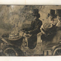 Lot 056 - Single Antique Tintype Photograph, Three Women In Top Hats Driving In Early Automobile, Smiling