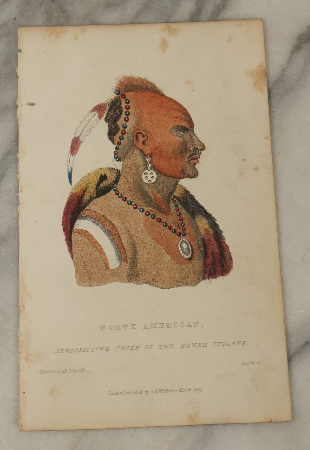 Lot 066 - Grouping Of 7 Antique Hand Colored And Other Engravings Of The Races Of Men, Including North American Indians, Africans, Mongolians, Etc., Circa 1827