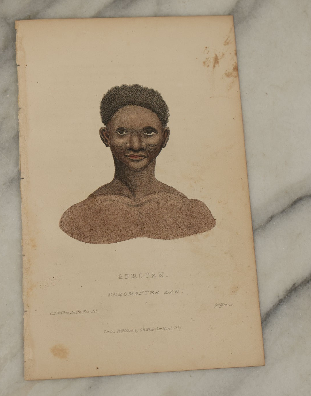 Lot 066 - Grouping Of 7 Antique Hand Colored And Other Engravings Of The Races Of Men, Including North American Indians, Africans, Mongolians, Etc., Circa 1827