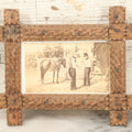 Lot 084 - Antique Folk Art Tramp Art Handmade Miniature Frame With "The Horse Trade" Antique Carte De Visite C.D.V. Illustrated Album Filler Card