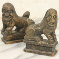 Lot 085 - Pair Of Vintage Carved Wood Foo Dog Like Creatures, Unknown Origin, Amateurish Carving