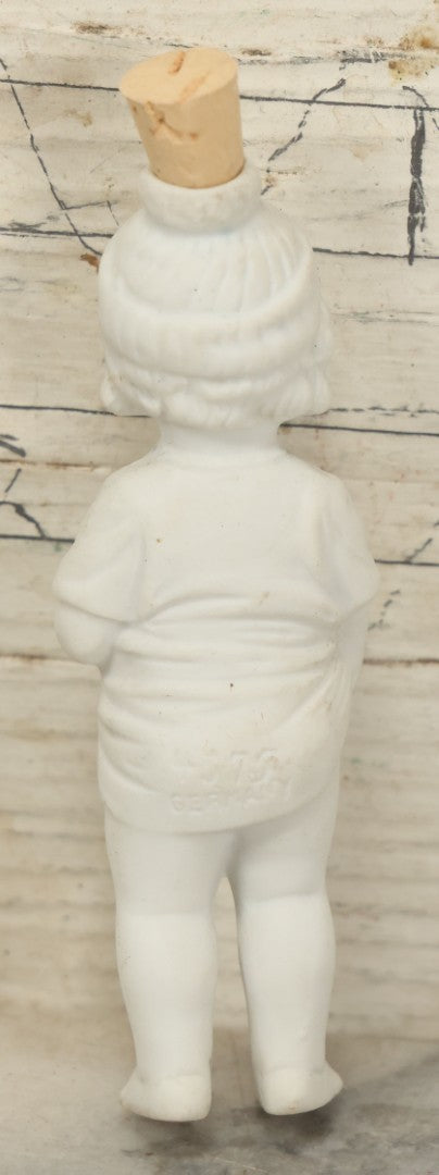 Lot 086 - Antique Bisque Peeing Little Boy Cherub Mini Bottle, Brussels Boy, Made In Germany, With Cork
