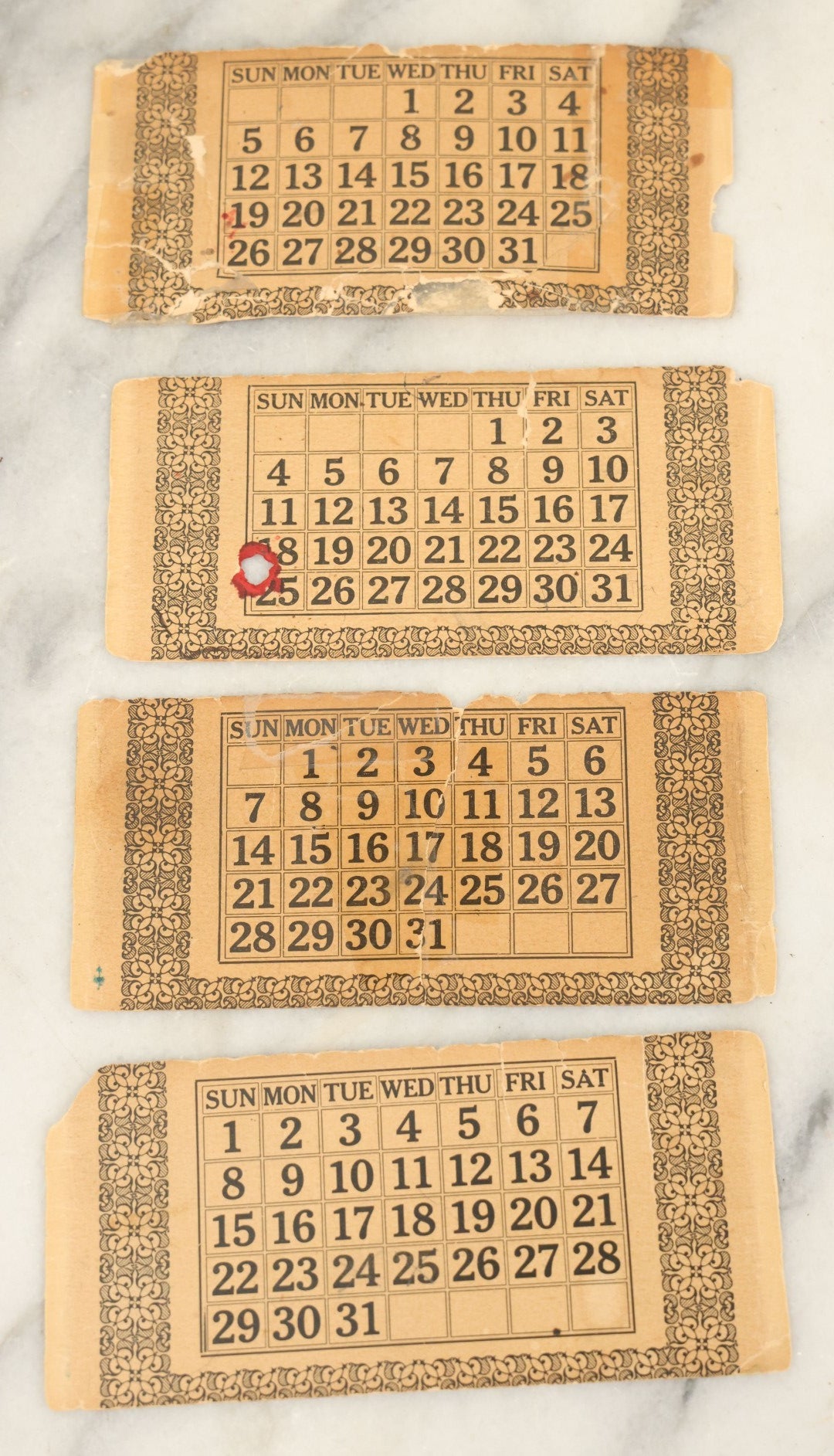 Lot 088 - Antique Perpetual Calendar Advertisement For William A. Doe Company, Boston Massachusetts, With Paper Inserts