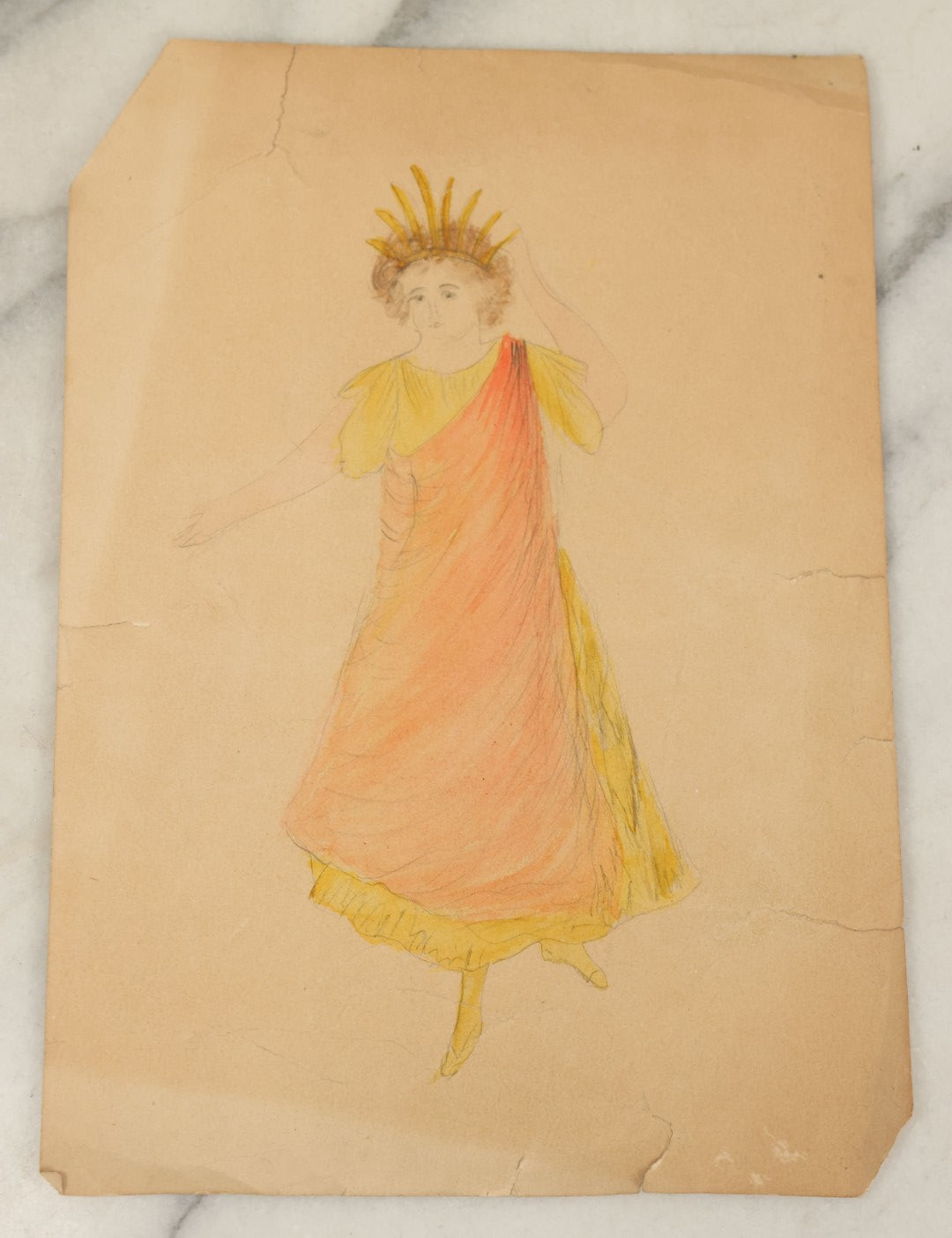 Lot 089 - Grouping Of Twelve Antique Hand Drawn Hand Painted Watercolor Costume Ideas Including Army, Navy, Statue Of Liberty, Luna Moth, And Others