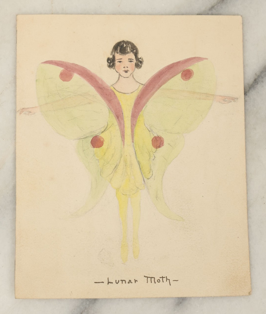 Lot 089 - Grouping Of Twelve Antique Hand Drawn Hand Painted Watercolor Costume Ideas Including Army, Navy, Statue Of Liberty, Luna Moth, And Others