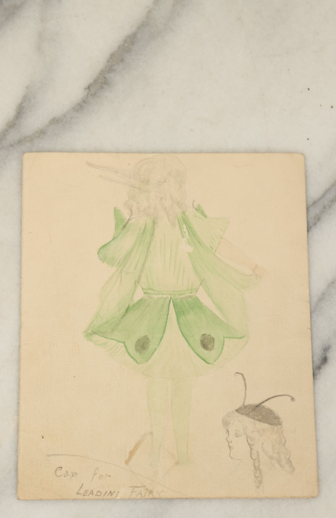 Lot 089 - Grouping Of Twelve Antique Hand Drawn Hand Painted Watercolor Costume Ideas Including Army, Navy, Statue Of Liberty, Luna Moth, And Others