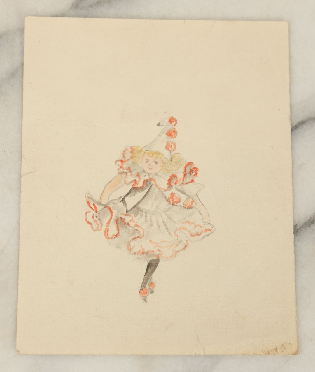 Lot 089 - Grouping Of Twelve Antique Hand Drawn Hand Painted Watercolor Costume Ideas Including Army, Navy, Statue Of Liberty, Luna Moth, And Others