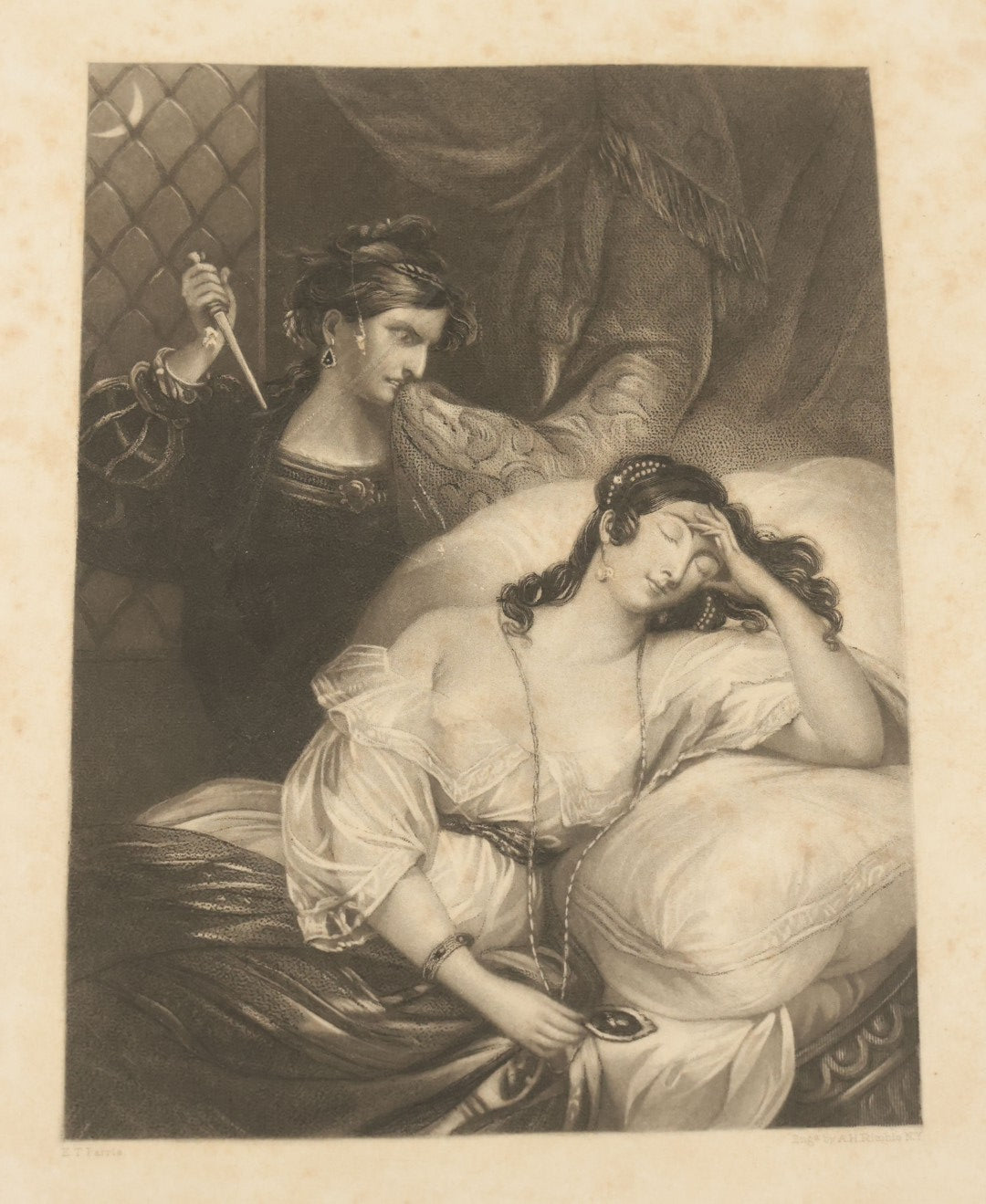 Lot 091 - Antique Portfolio With Mother Of Pearl Accents On Cover Containing 13 Antique Engravings Of Beautiful Women In Various Scenes