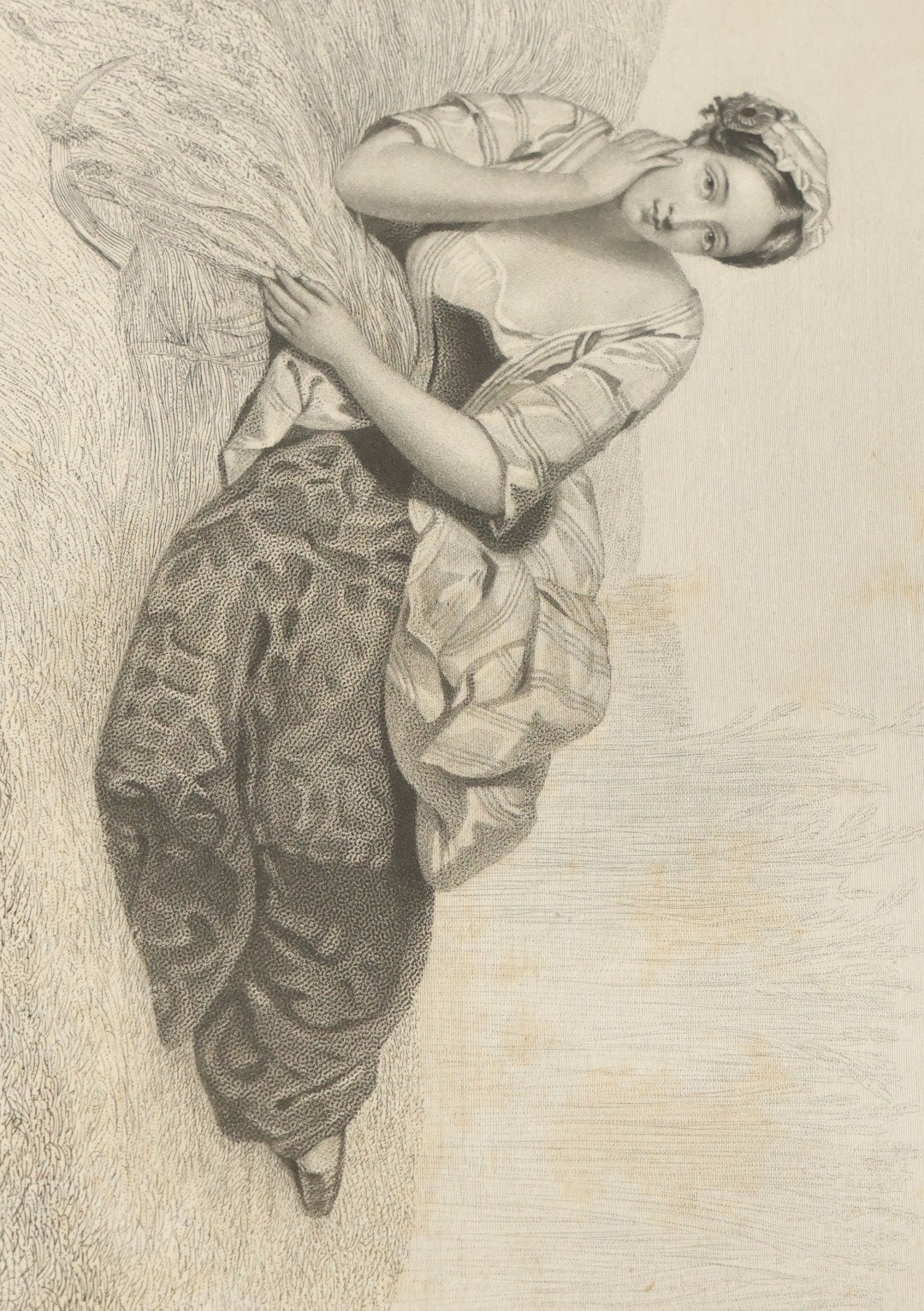 Lot 091 - Antique Portfolio With Mother Of Pearl Accents On Cover Containing 13 Antique Engravings Of Beautiful Women In Various Scenes