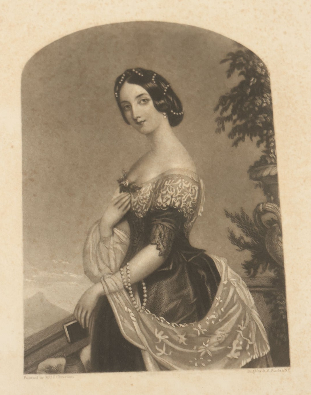 Lot 091 - Antique Portfolio With Mother Of Pearl Accents On Cover Containing 13 Antique Engravings Of Beautiful Women In Various Scenes