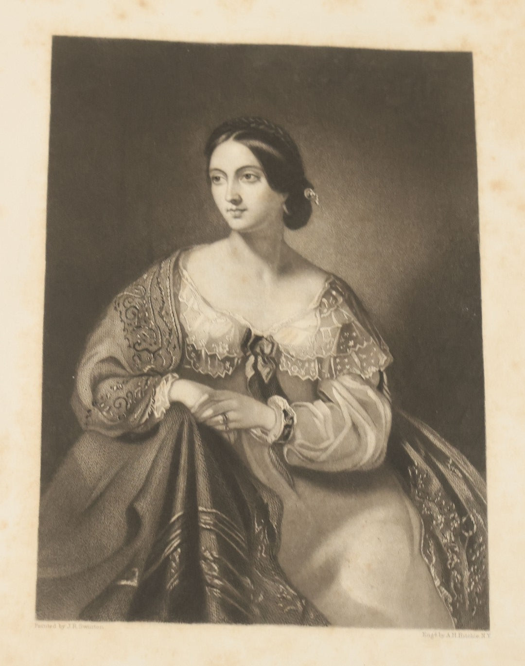 Lot 091 - Antique Portfolio With Mother Of Pearl Accents On Cover Containing 13 Antique Engravings Of Beautiful Women In Various Scenes