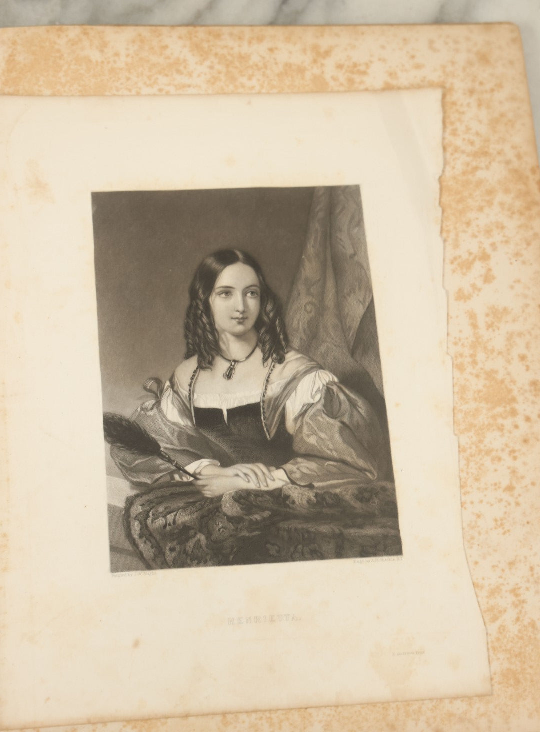 Lot 091 - Antique Portfolio With Mother Of Pearl Accents On Cover Containing 13 Antique Engravings Of Beautiful Women In Various Scenes