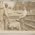 Lot 101 - Single Antique Real Photo Postcard, R.P.P.C., Occupational, Two Men Holding Large Piece Of Stone Granite, Laborers, House Builders, With Information On Verso