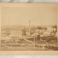 Lot 115 - Antique Boarded Photograph Of A Factory With Train Tracks, Chimney, Back Marked "Everett Coffin" In Pencil, Note States Chimney Removed 1945