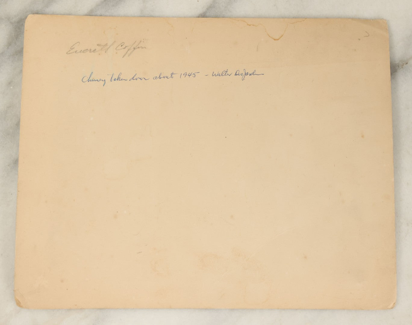 Lot 115 - Antique Boarded Photograph Of A Factory With Train Tracks, Chimney, Back Marked "Everett Coffin" In Pencil, Note States Chimney Removed 1945