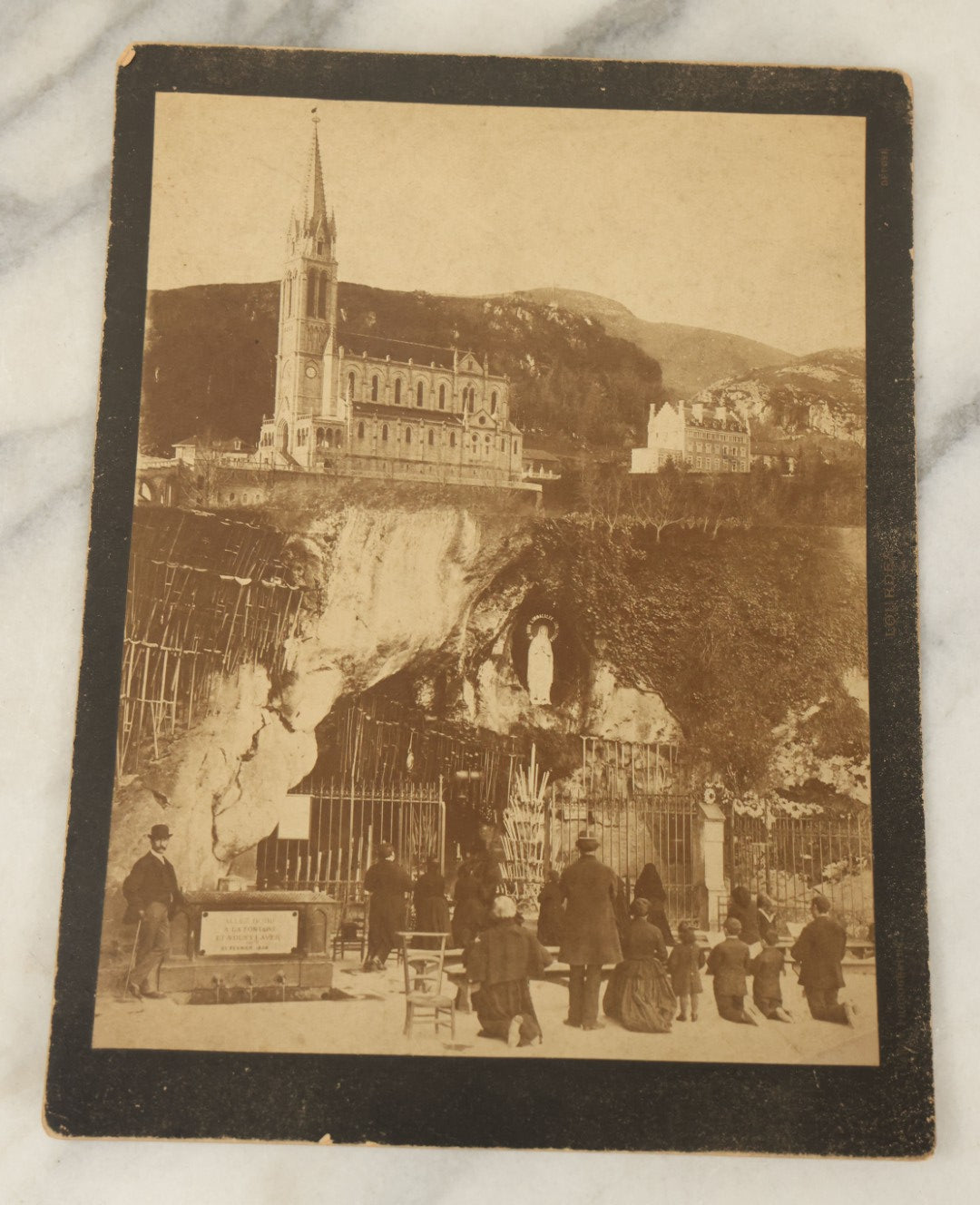 Lot 116 - Antique Boarded Photograph Of The Sanctuary Of Our Lady Of Lourdes, France, Marking The Site Of The 19th Century Marian Apparitions