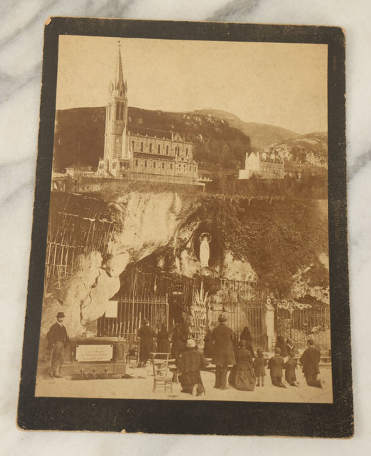 Lot 116 - Antique Boarded Photograph Of The Sanctuary Of Our Lady Of Lourdes, France, Marking The Site Of The 19th Century Marian Apparitions