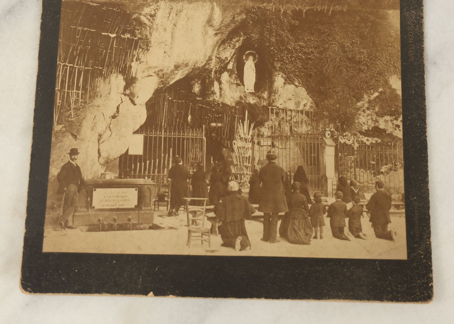 Lot 116 - Antique Boarded Photograph Of The Sanctuary Of Our Lady Of Lourdes, France, Marking The Site Of The 19th Century Marian Apparitions